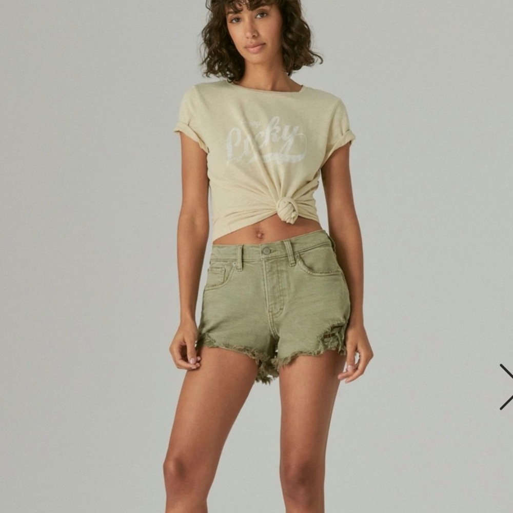 Green Lucky Brand mid rise boy shorts.